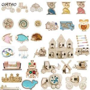 몬테소리 비지 보드 DIY 목재 액세서리, 성 풍차 로봇, 버스 벽 장난감, 교육 재료 팩, 어린이용 교육 장난