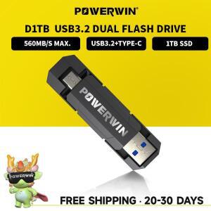 POWERWIN D1TB 1TB USB 560MB/s 2-in-1 아이폰 15, 안드로이드, 태블릿, 윈도우, 맥OS용 듀얼 플래시 드라
