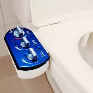 듀오 비데 블루 기계식 수동 냉수 온수 여성 세정 기능 필터없는 방수 비데기 무전원 수압 조절 비대 소형 직수 욕실 용품