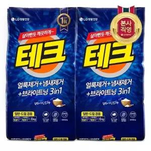 [엘지생활건강]테크 3in1 분말세제 리필 6kg (진드기 사체 제거) x 2개