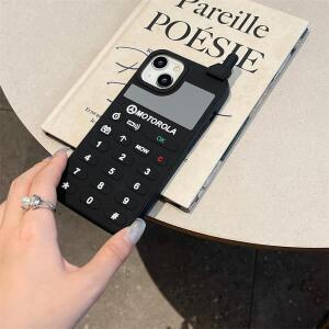 레트로 안테나 전화 실리콘 소프트 케이스 iPhone 16 15 14 Pro Max Plus 11 12 mini 13 XS 귀여운 범퍼 충