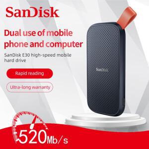 SanDisk 모바일 하드 디스크 HDD 저장 장치, 노트북 SSD E30, 1TB, 480GB, 520M, USB