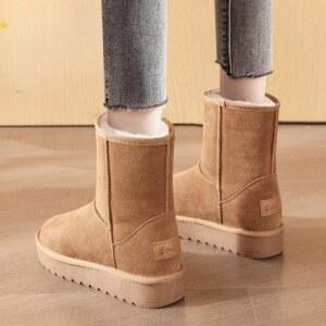8cm 키높이 어그부츠 스웨이드 미들 앵클 미끄럼방지