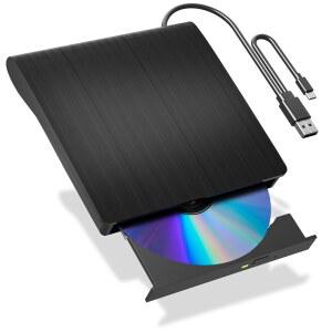 외장 블러레이 드라이브, 노트북 및 PC용 USB 외장 드라이브, 외장 블러레이 DVD 버너 USB 3.0 및 타입 C 포트, 외장 CD/DVD 드라이브, Windows XP/7/8/10/11, Mac OS와 호환됨
