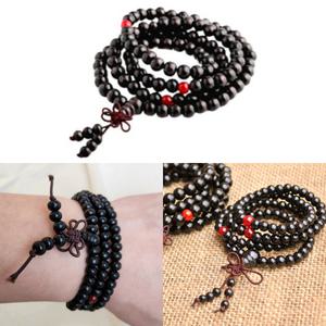 불교스님목걸이 108배번뇌염주 불교수행나무염주 6mm 흑단