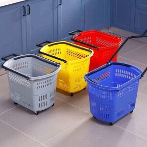 빨래 수납함 이동식 바퀴달린빨래바구니 접이식 35L화이트레드핸들 색상 철재 바구니 호텔 옵션 달린 바퀴달린