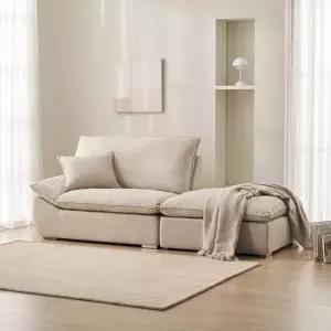 삼익가구 두모브 구스 패브릭 2인용 소파 스툴포함)