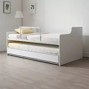 에보니아 소피아 싱글 슬라이딩 2단침대 프레임 / 매트제외 이단 슬라이드 수납 서랍 학생 성인