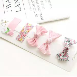 핑크 리본 러블리 헤어 집게핀/헤어핀/세트/어린이/똑딱핀/여아/머리핀/머리/고정/고정핀