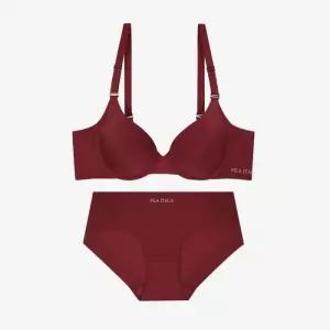 [휠라언더웨어] 에센셜 프리미엄 프리컷 다크와인 와이어 브라 세트 (FI4BAG36