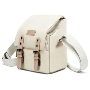 니콘 캐논 소니 미러리스 캔버스 호환되는 트림 방수 케이스 메신저 백 가방 CWATCUN 베이지와 지갑 가죽 컴팩트 렌즈 및 숄더 카메라