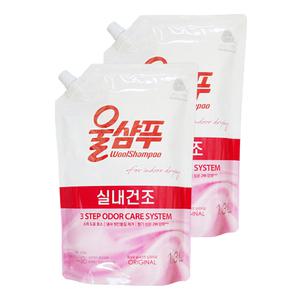 애경 울샴푸 실내건조 오리지널 섬유케어 중성세제 1.3L 2개 세탁 빨래