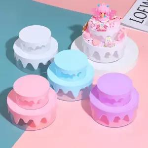케이크 모양 2단 수납함 악세사리 정리함 데코덴 소품 보관함 원형 케이스