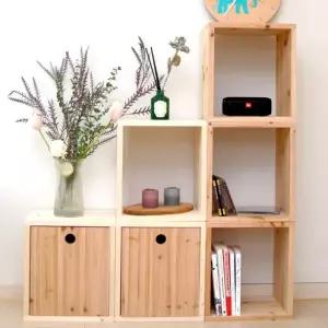 나무선생 삼나무 스프러스 원목 공간 수납 박스 1개 시디장