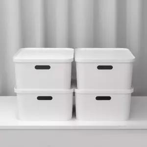 국내제작 엔드세이브 손잡이 뚜껑 수납정리함 M 4개 리빙박스 옷 소품박스 팬트리 수납함