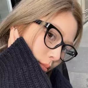 안경테 CH3440H C622 캣아이 명품 버터플라이 로고 진주 장식 볼드 스퀘어 뿔테