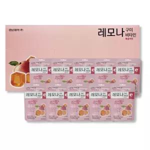 경남제약 레모나 구미 복숭아맛 씹어먹는 비타민C 비타민B 젤리 아이 어린이 간식 43g 10봉 TS