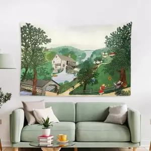 모지스그림 그랜마모지스 프레임 무지개 겨울 제품 봄 대형패브릭 포스터