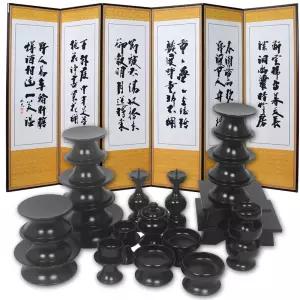 블랙 제기세트 27P + 제사병풍 - 제수용 재기 기제사 제사용 제사 그릇 접시