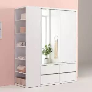 솔트 1600 슬라이딩 거울 서랍 옷장+측면장 mcr101