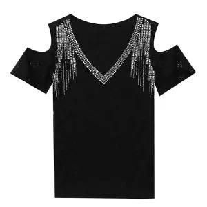 상의 라인 댄스복 사교 스팽글 방송댄스