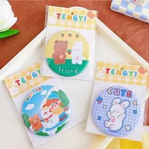 휴대용 캐릭터 손거울 스텐 미니 카드 거울 KK490