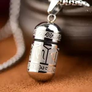 티타늄강 소형 약통 휴대용 알약 목걸이 캡슐 방수 방습