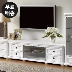 [벤티스가구]엔틱 화이트 높은 거실장 AV장 tv장 거실 티비다이 서랍장 TV 선반 수납장 2단