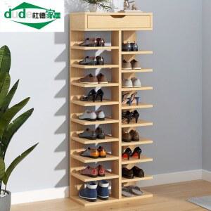 원목 신발정리대 형 현관 선반 간이 48x24x66cm 웜화이트 거실화 조립식 키큰