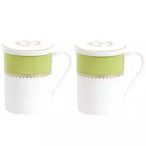 한국도자기 뚜껑 머그 세트 찻잔 커피잔 로얄그린 2P