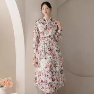 [시크라인] 청연화 러플 캉캉 생활한복 원피스