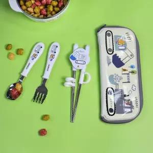 [키친유]키즈부릉 스텐 유아 수저 포크 젓가락 수저케이스 세트 어린이 스푼 아기 숟가락 유치원 수저통