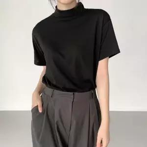 여성 기모 무지 반목 폴라 반팔 티셔츠 기본티 이너티 -WTS0904- 가을 겨울