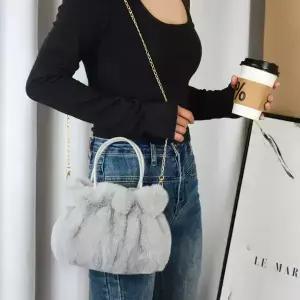 포근 셔링 페이크 퍼 가방 크로스백 숄더백 미니 털가방 겨울 여성 여성용