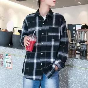 유니크 남자상의 체크남방 컴포트룩드레스셔츠 패션룩 데일리룩