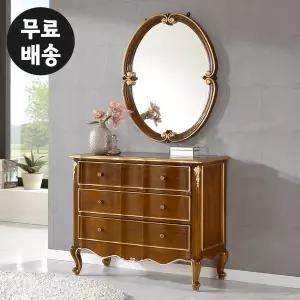 [벤티스가구]3단 엔틱 화장대 세트 원목 안방 서랍장 수납 가구 서랍형 화장대 벽걸이 거울 고급 가구