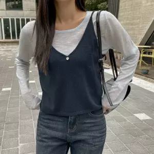 [요즘룩/꾸안꾸] 레이어드 니트+뷔스티에 세트