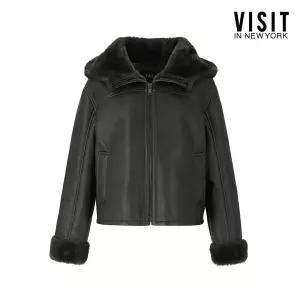 페이크 퍼 트리밍 후드 인조 무스탕 점퍼(VYBMU71)