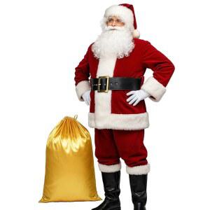 포탈레이 남성용 디럭스 산타 슈트 11pc. 크리스마스 성인용 산타클로스 코스튬
