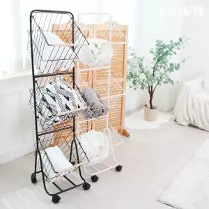 에쿤 정품 고급형 올탑 3단 이동식 수납 정리 바스켓 트롤리 재활용 분리수거 세탁 빨래 통 바구니