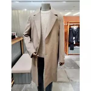 [갤러리아] 23 F/W 본 베이지 캐시미어 혼방 쎄미오버핏 싱글코트 BN3WHA563