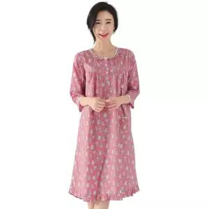 메이플라워 핑크부엉이 7부 순면 여성 빅사이즈 원피스 잠옷
