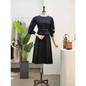 FF2I7OP01897_퍼프 포인트 벨티드 A라인 롱원피스