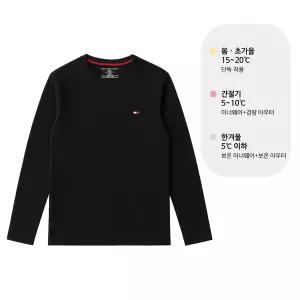타미힐피거 코어 플래그 남성 긴팔티셔츠 긴팔티 블랙 09T3118-001
