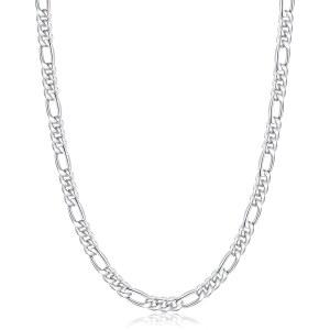 줄파이어 5.5mm/7mm 스테인리스 스틸 피가로 체인 목걸이 남성용 14K 오버 골드 체인, 주얼리 선물 16 18