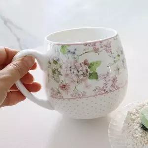 핑크 디자인 꽃패턴 도자기 머그컵 카페 매장 머그 깔끔한머그컵