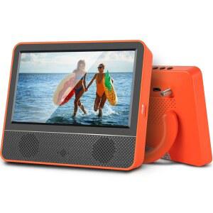 Jexiop 7인치 휴대용 TV, ATSC 튜너가 장착된 소형 헤드폰 출력-USB/TF 포트-HDMI 입력, 캠핑용 RV 주방용 DC-12V/AC-미니 TV - 전체 시야각(오렌지