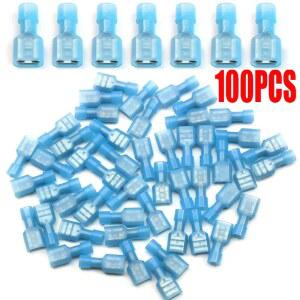 10/20/30/50/100pcs 나일론 암 케이블 와이어 커넥터 황동 절연 스페이드 터미널 16 14AWG 압착 키트