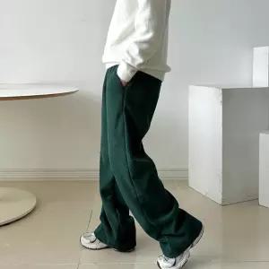 남성 대학생 20대 양털 골덴 초록 딥그린 와이드팬츠
