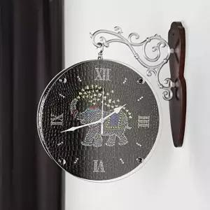 [미아트]데일리데코 인조가죽 코끼리 양면벽시계